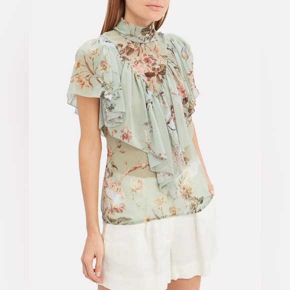 PREEN BY THORNTON BREGAZZI Original Print Ruffle Floral Blouse EUC Size - M - Picture 2 of 16